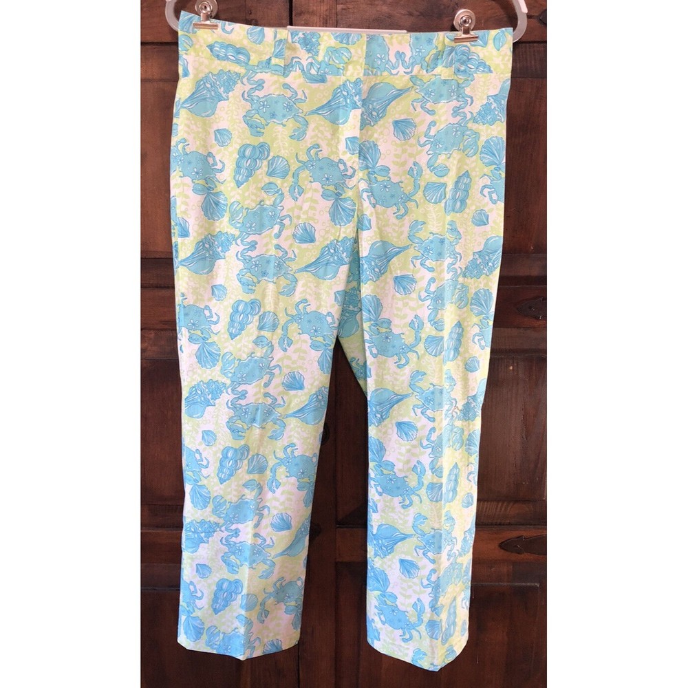 Vintage Lilly Pulitzer Capri Pants Size 8  Blue Green Crab Print